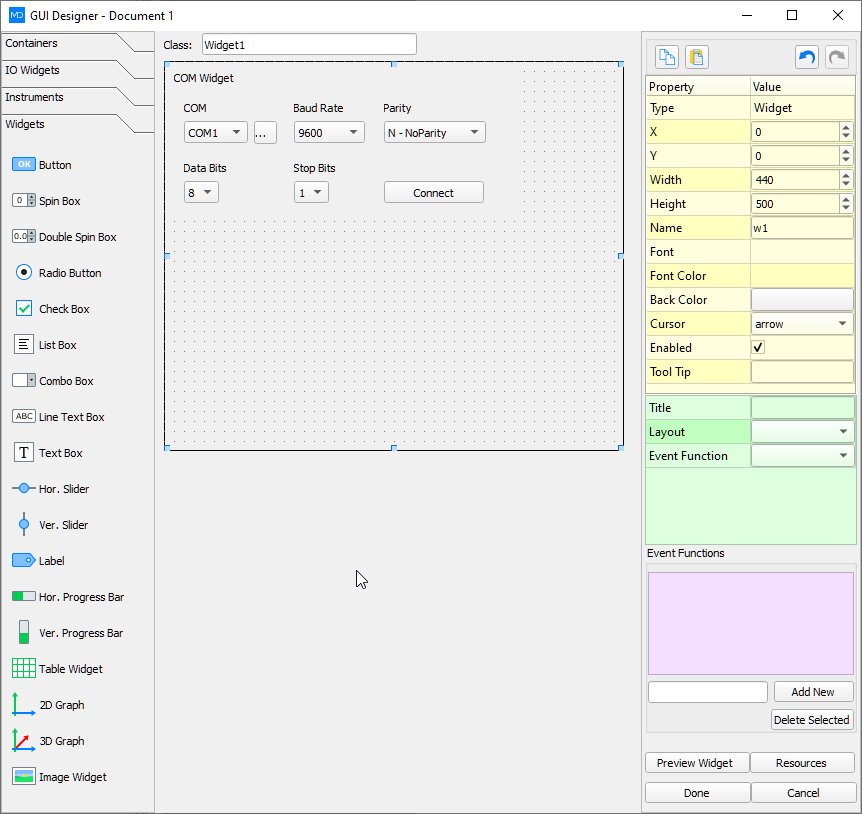 COM port panel with live transmit and receive views