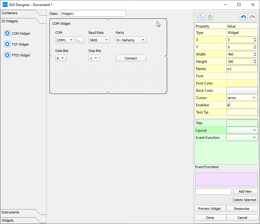 FTDI configuration panel for baud rate and IO pins